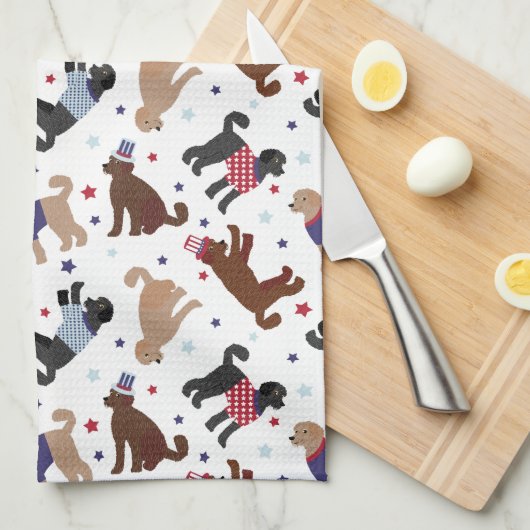 Patriotic Labradoodle Muster Geschirrtuch (Viertel Falte)