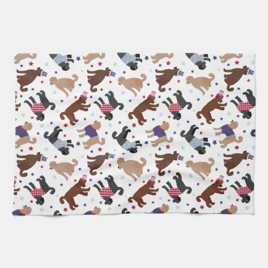 Patriotic Labradoodle Muster Geschirrtuch (Horizontal)