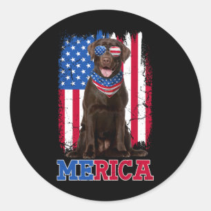 Patriotic Labrador 4. Juli Usa Patriotic Choco Runder Aufkleber
