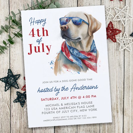 Patriotic Labrador Hund USA Flag 4. Juli Party Einladung