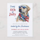 Patriotic Labrador Hund USA Flag 4. Juli Party Einladungspostkarte (Vorderseite)