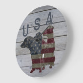 Patriotic Labrador Retriever, American Flag Large Große Wanduhr (Winkel)