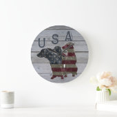 Patriotic Labrador Retriever, American Flag Large Große Wanduhr (Zuhause)