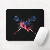 Patriotic Lacrosse Stick 4. Juli American Flag Mousepad (Mit Mouse)