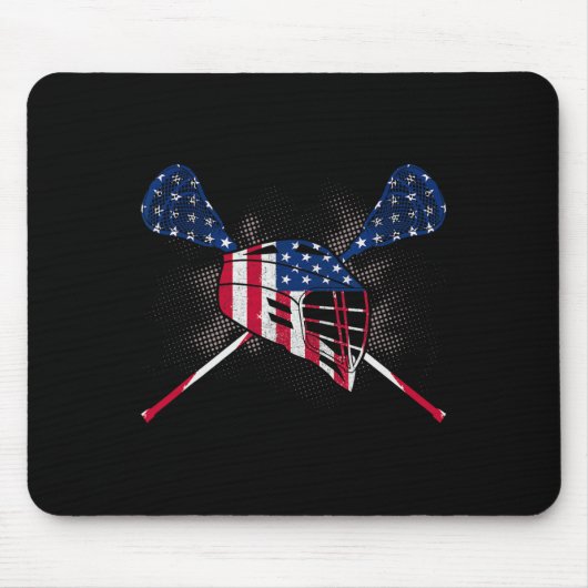 Patriotic Lacrosse Stick 4. Juli American Flag Mousepad (Vorne)