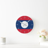 Patriotic Laos Flag Runde Wanduhr (Zuhause)