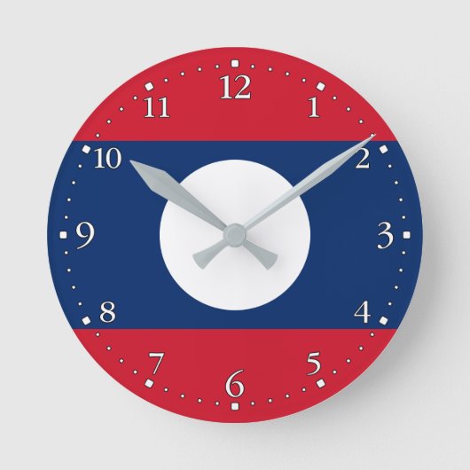 Patriotic Laos Flag Runde Wanduhr (Vorderseite)
