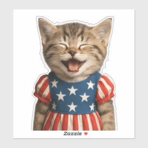 Patriotic Laughing Kitty Aufkleber