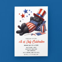 Patriotic Lazy Black Cat 4. Juli Einladungen