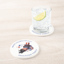 Patriotic Lazy Black Cat 4. Juli Getränkeuntersetzer