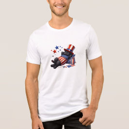 Patriotic Lazy Black Cat 4. Juli Tri-Blend Shirt