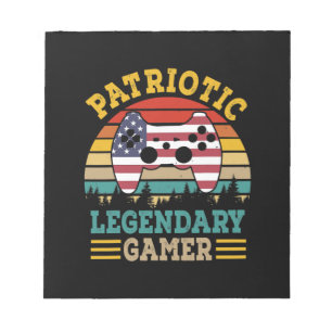 Patriotic Legendary Gamer American Independence Notizblock