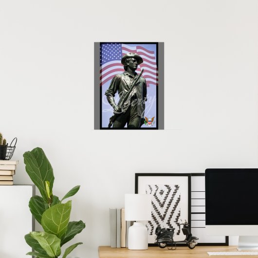 Patriotic Liberty Minuteman with Defense Emblem Poster (Heimbüro)