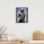Patriotic Liberty Minuteman with Defense Emblem Poster (Küche)