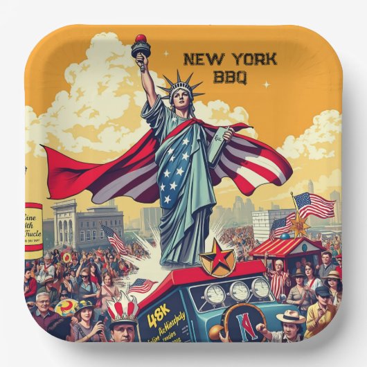 Patriotic Liberty Parade - Vintag 4. Juli USA Pappteller (Vorderseite)