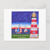 Patriotic Lighthouse und Sailboats Inspiration Postkarte (Vorderseite)
