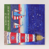 Patriotic Lighthouse und Sailboats Inspiration Puzzle (Horizontal)