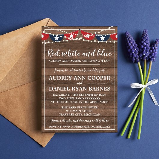 Patriotic Lights Amerikanische Unabhängigkeitstag  Einladung