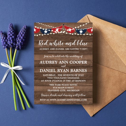 Patriotic Lights Amerikanische Unabhängigkeitstag Einladung