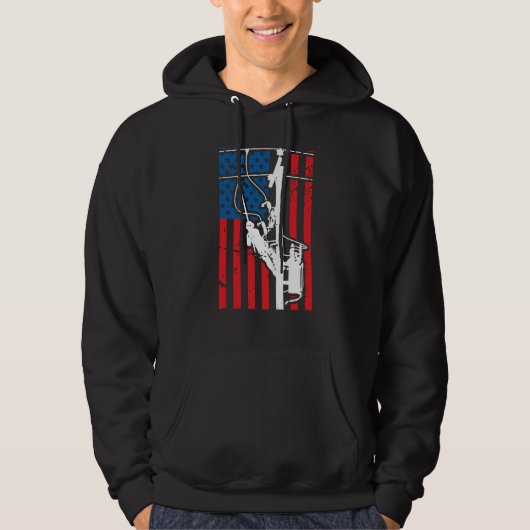 Patriotic Lineman Tools Amercia USA Flag Electrici Hoodie (Vorderseite)