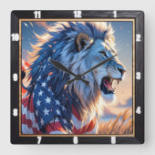 Patriotic Lion Majestic Quadratische Wanduhr (Vorderseite)