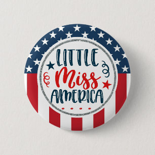 Patriotic Little America Stars Stripes Button
