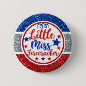 Patriotic Little Miss Firecracker Glittery Button (Vorderseite)