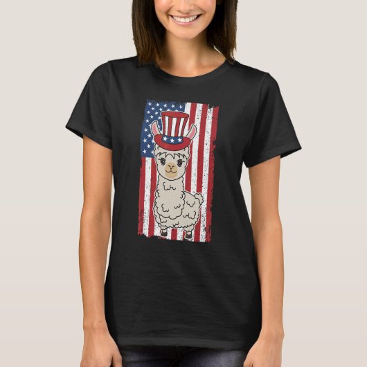 Patriotic Llama July 4th For Men Women Animal 2 T-Shirt (Vorderseite)