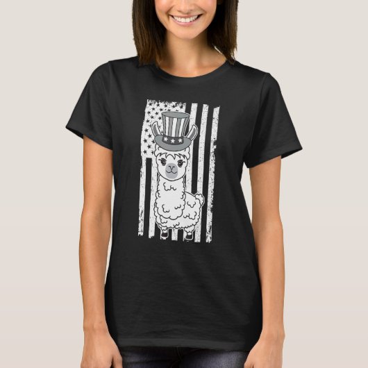 Patriotic Llama July 4th For Men Women Animal 3 T-Shirt (Vorderseite)