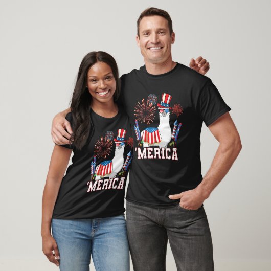 Patriotic Llama Merica Funny 4. Juli Feuerwerk T-Shirt (Unisex)