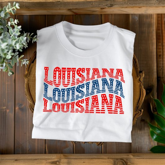 Patriotic Louisiana Red und Blue Boho T - Shirt