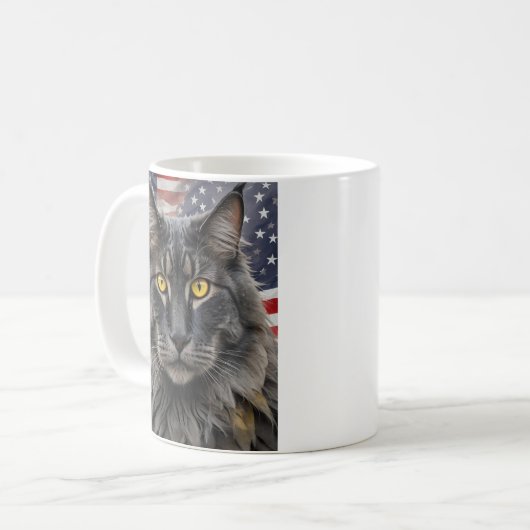 Patriotic Maine Coon Cat Kaffeetasse (Vorderseite Links)