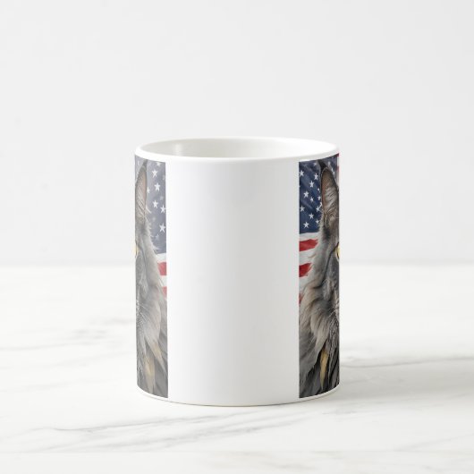 Patriotic Maine Coon Cat Kaffeetasse (Mittel)