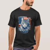Patriotic Maine Coon Face Independence Day Feline  T-Shirt (Vorderseite)