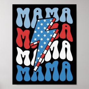 Patriotic Mama Retro Mütter Tag 4. Juli Fourt Poster