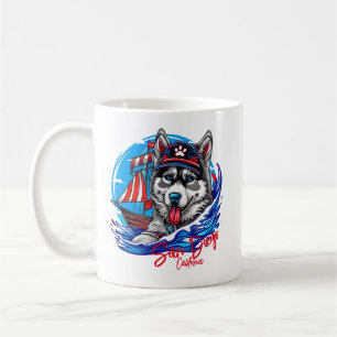 Patriotic Maritime Husky Malamute Dog, San Diego Kaffeetasse
