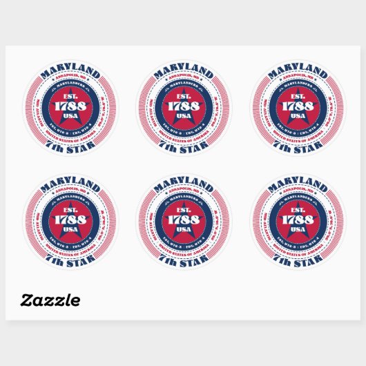 Patriotic Maryland Circle Design Sticker (Blatt)