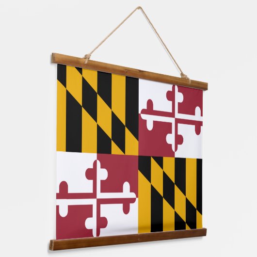 Patriotic Maryland Tapestry, Maryland Flag Wandteppich Mit Holzrahmen (Gewinkelt)