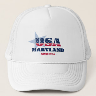 Patriotic Maryland Typography Trucker Hat Truckerkappe