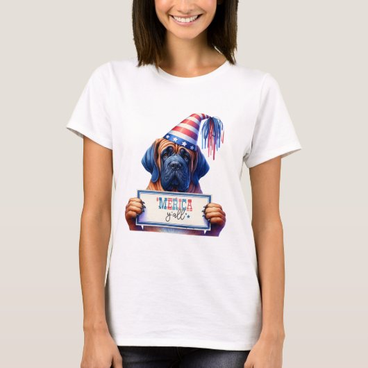 Patriotic Mastiff 'Merica Y'all T-Shirt (Vorderseite)
