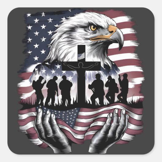 Patriotic Memorial Quadratischer Aufkleber (Vorderseite)