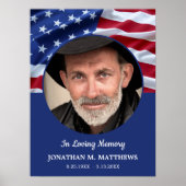 Patriotic Memorial USA Flag Foto Funeral Poster (Vorne)