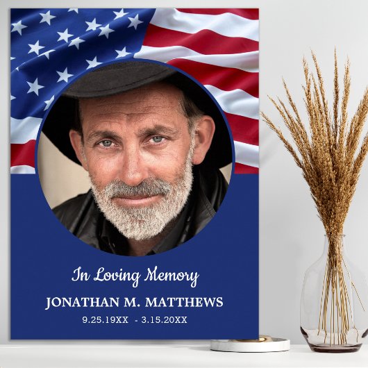 Patriotic Memorial USA Flag Foto Funeral Poster