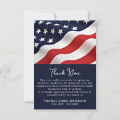 Patriotic Memorial Veteran American Flag Beerdigun Dankeskarte (Vorderseite)