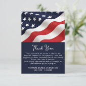 Patriotic Memorial Veteran American Flag Beerdigun Dankeskarte (Stehend Vorderseite)