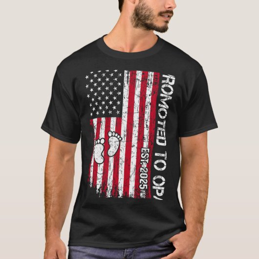 Patriotic Mens Promoted To Opa Est 2025 First Time T-Shirt (Vorderseite)