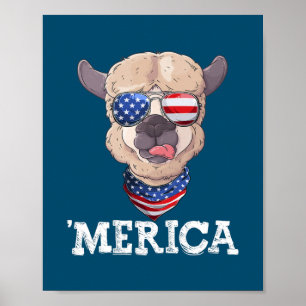 Patriotic Merica USA Flag Alpaca Sunglusses 4. Poster