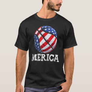 Patriotic Merica Usa Flag Basketball 4. Juli T-Shirt