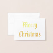 Patriotic Merry Christmas Calligraphy Gold Folienkarte (Vorderseite mit Umschlag)