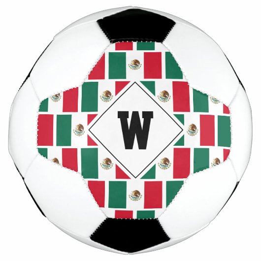 Patriotic MEXICO FLAG Monogram Soccer Ball (Vorderseite)
